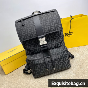 FF Jacquard Fendi Strike Medium fabric backpack F7602 BLACK