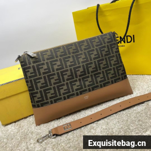 Fendi After FF Camellia-colored leather bag with laser-cut FF F7604 brown