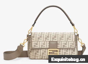 Fendi Baguette Dove gray FF tapestry fabric bag 8BS010A