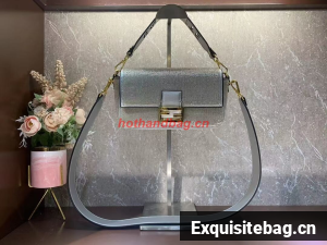 Fendi Baguette crystals and leather bag B0961 silvery 