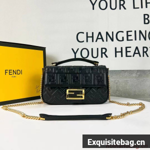 Fendi Baguette nappa leather bag F0881 Black