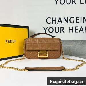 Fendi Baguette nappa leather bag F0881 brown