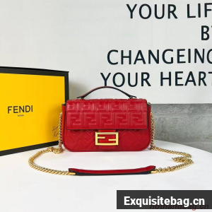 Fendi Baguette nappa leather bag F0881 red