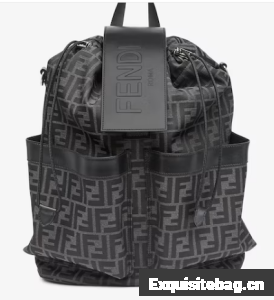 Fendi FF Jacquard Fendi Strike Medium fabric backpack 7VZ070A black