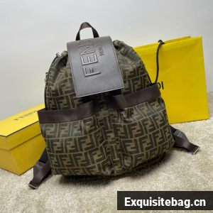 Fendi FF Jacquard Fendi Strike Medium fabric backpack 7VZ070A brown