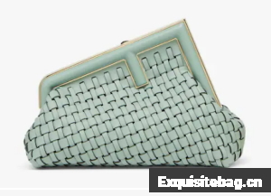 Fendi First Small Mint green leather interlace bag 8BP129A green