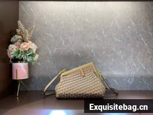 Fendi First Small leather interlace bag 8BP129A apricot