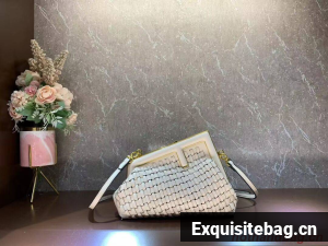 Fendi First Small leather interlace bag 8BP129A cream