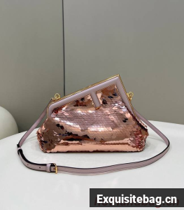 Fendi First Small sequinned bag 8BP129 pink