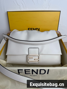 Fendi Mamma Baguette Original Leather Top Handle Bag 8832 White