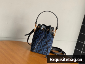 Fendi Mon Tresor Laminated FF jacquard fabric mini bag 8BS010 blue