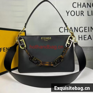 Fendi O Lock Zipper leather bag F1068 black