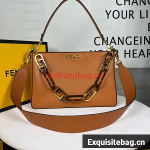 Fendi O Lock Zipper leather bag F1068 brown