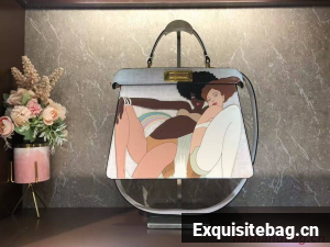 Fendi Peekaboo ISeeU FF printed silk bag F1983 white