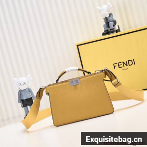 Fendi Peekaboo ISeeU XCross Small Original Leather Bag 2317 Yellow