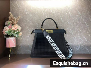 Fendi Peekaboo ISeeU perforated leather bag F1658 black