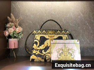 Fendi Peekaboo printed silk bag bag F1951 black