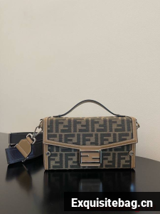 Fendi Small Boston bag in dove gray tapestry fabric 8BS5568A