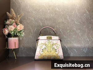 Fendi mini Peekaboo printed silk bag bag F1952 pink