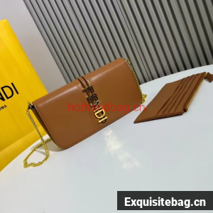 Fendi small smooth leather bag F1225 brown