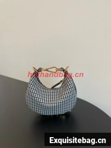 Fendigraphy Small Gold laminated leather bag 8BR798A black&white