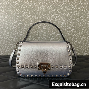 VALENTINO GARAVANI Loco Calf leather bag 0345 silver