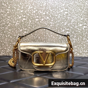 VALENTINO GARAVANI MINI LOCO Calf leather Shoulder Bag 1W2B0K light gold