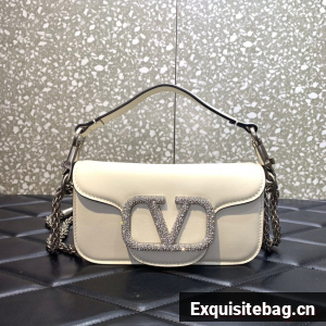 VALENTINO GARAVANI MINI LOCO Calf leather Shoulder Bag 1W2B0K white