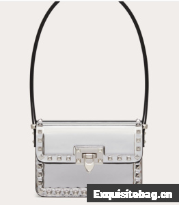 VALENTINO GARAVANI ROCKSTUD23 Small calfskin bag ZS098 silver