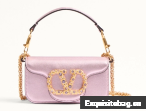 VALENTINO LOCO Small handbag in laminated calfskin WB0K53 pink