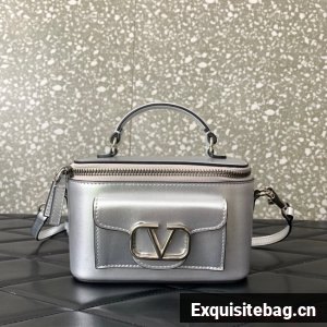 VALENTINO Mini LOCO calfskin box bag HT098 silver