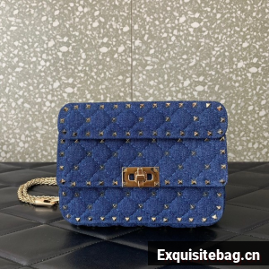 VALENTINO ROCKSTUD SPIKE Denim B0123 blue