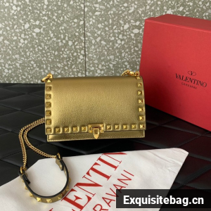 VALENTINO Rockstud calfskin chain bag HHI16 gold