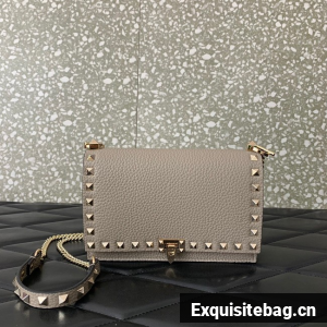 VALENTINO Rockstud calfskin chain bag HHI16 gray