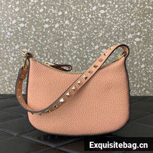 VALENTINO Rockstud calfskin small HOBO bag AG098 pink