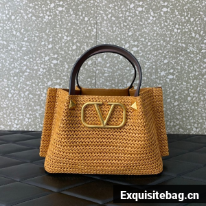 VALENTINO Small RAFFIA MACRAME Shoulder Bag 0330S brown