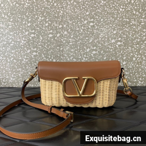 VALENTINO Small Woven Shoulder Bag 5055 brown