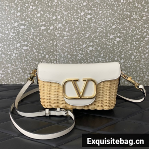 VALENTINO Small Woven Shoulder Bag 5055 white