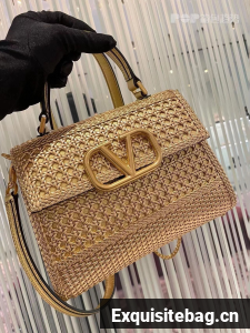 VALENTINO Small Woven Shoulder Bag 9861 Apricot