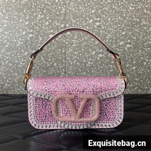 VALENTINO Super Mini Loco imitation crystal chain bag 5013 pink