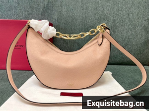 VALENTINO Vlogo Moon small leather HOBO bag chain N08J pink