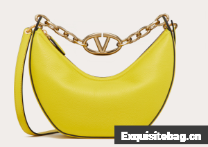 VALENTINO Vlogo Moon small leather HOBO bag chain N08J yellow