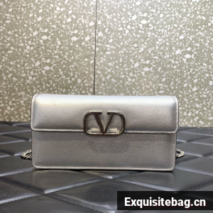 VALENTINO grain calfskin leather bag 0681 Silver