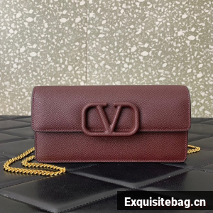 VALENTINO grain calfskin leather bag 0681 Wine