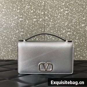 VALENTINO grain calfskin leather bag 0688 Silver