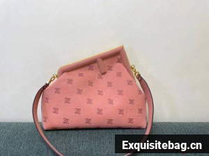 FENDI FIRST MEDIUM flannel bag with embroidery 8BP127A PINK