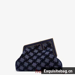 FENDI FIRST MEDIUM suede bag 8BP127A dark blue