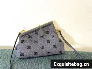 FENDI FIRST SMALL flannel bag with embroidery 8BP129A GRAY