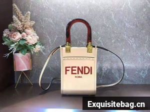FENDI MINI SUNSHINE SHOPPER leather mini-bag 8BS051ABV Beige