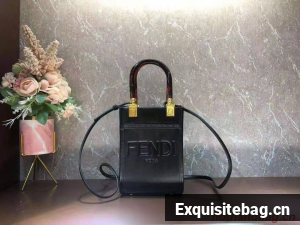 FENDI MINI SUNSHINE SHOPPER leather mini-bag 8BS051ABV black